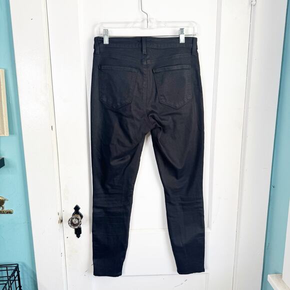 L’AGENCE Sabine Skinny High Waisted Coated Cropped Jeans Noir Ankle Zipper 28 - Picture 10 of 15